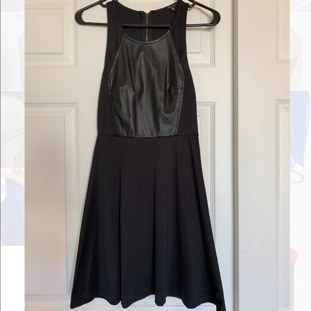 Skater Dress with Pleather Panel